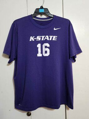 Nike Dri-Fit K-State Wildcats Shirt Mens XL Purple #16 Kansas State Training